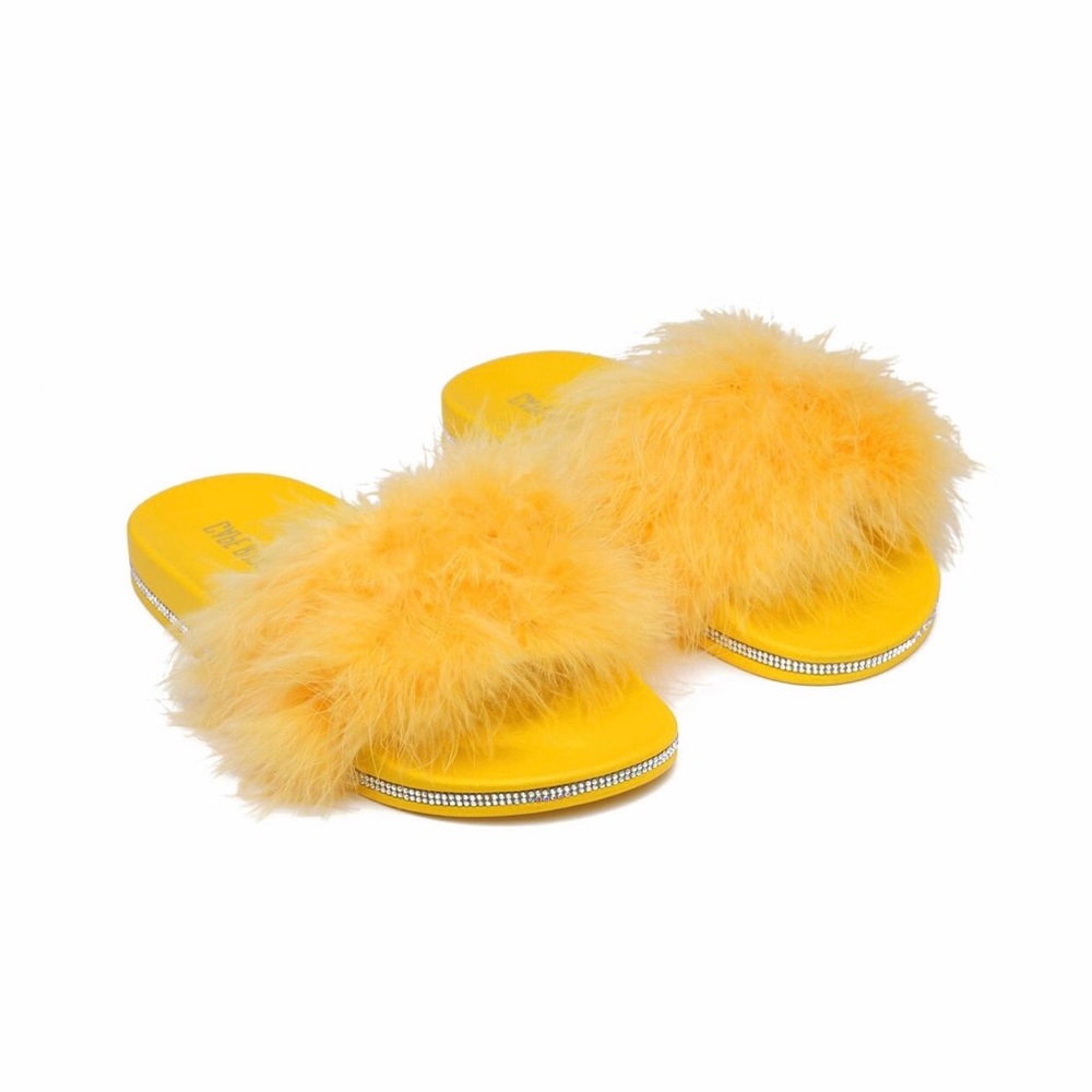 Women’s Feather Diamond Slides- Yellow